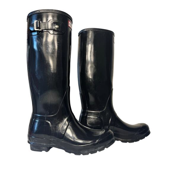 Hunter Rain Boots Women's Original Tall Black Glossy 6M/7F - Picture 1 of 9